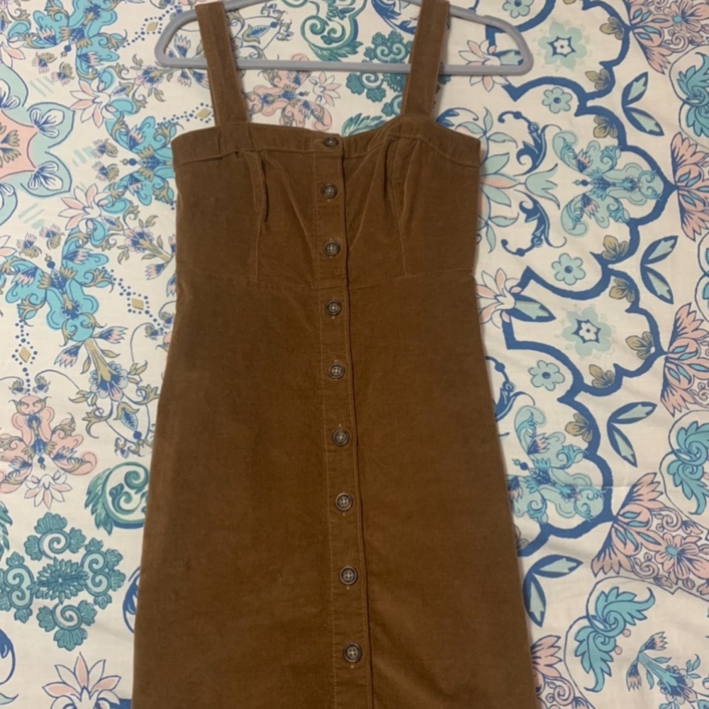 Hollister Button Front Brown Corduroy Dress